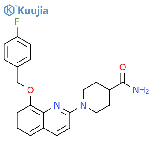 1-{8-(4-fluorophenyl)methoxyquinolin-2-yl}piperidine-4-carboxamide structure