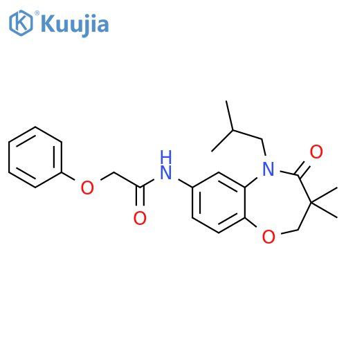 N-3,3-dimethyl-5-(2-methylpropyl)-4-oxo-2,3,4,5-tetrahydro-1,5-benzoxazepin-7-yl-2-phenoxyacetamide structure