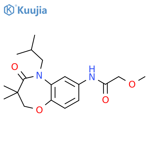 N-3,3-dimethyl-5-(2-methylpropyl)-4-oxo-2,3,4,5-tetrahydro-1,5-benzoxazepin-7-yl-2-methoxyacetamide structure