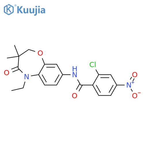 2-chloro-N-(5-ethyl-3,3-dimethyl-4-oxo-2,3,4,5-tetrahydro-1,5-benzoxazepin-8-yl)-4-nitrobenzamide structure
