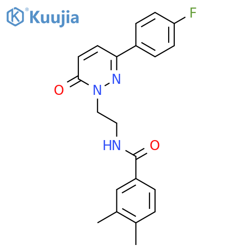 N-{2-3-(4-fluorophenyl)-6-oxo-1,6-dihydropyridazin-1-ylethyl}-3,4-dimethylbenzamide structure