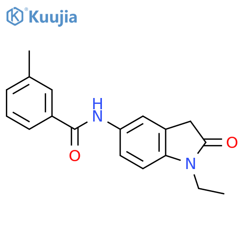 N-(1-ethyl-2-oxo-2,3-dihydro-1H-indol-5-yl)-3-methylbenzamide structure