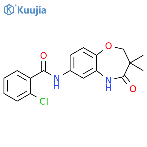 2-chloro-N-(3,3-dimethyl-4-oxo-2,3,4,5-tetrahydro-1,5-benzoxazepin-7-yl)benzamide structure