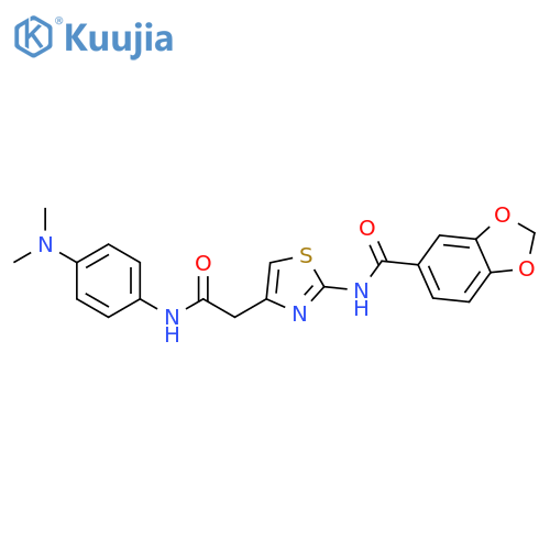 N-4-({4-(dimethylamino)phenylcarbamoyl}methyl)-1,3-thiazol-2-yl-2H-1,3-benzodioxole-5-carboxamide structure