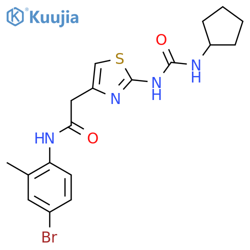 N-(4-bromo-2-methylphenyl)-2-{2-(cyclopentylcarbamoyl)amino-1,3-thiazol-4-yl}acetamide structure