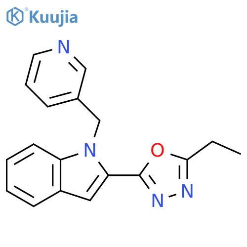 2-(5-ethyl-1,3,4-oxadiazol-2-yl)-1-(pyridin-3-yl)methyl-1H-indole structure