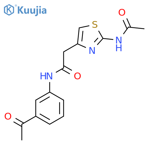 N-(3-acetylphenyl)-2-(2-acetamido-1,3-thiazol-4-yl)acetamide structure