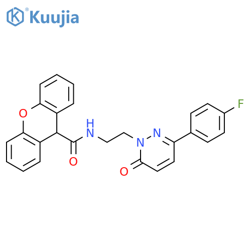 N-{2-3-(4-fluorophenyl)-6-oxo-1,6-dihydropyridazin-1-ylethyl}-9H-xanthene-9-carboxamide structure
