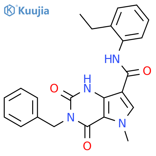 3-benzyl-N-(2-ethylphenyl)-5-methyl-2,4-dioxo-1H-pyrrolo[3,2-d]pyrimidine-7-carboxamide structure