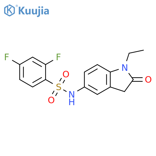 N-(1-ethyl-2-oxo-2,3-dihydro-1H-indol-5-yl)-2,4-difluorobenzene-1-sulfonamide structure