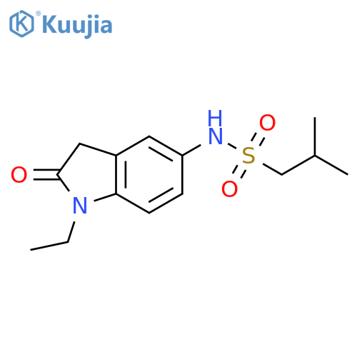 N-(1-ethyl-2-oxo-2,3-dihydro-1H-indol-5-yl)-2-methylpropane-1-sulfonamide structure