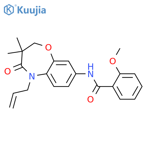 N-3,3-dimethyl-4-oxo-5-(prop-2-en-1-yl)-2,3,4,5-tetrahydro-1,5-benzoxazepin-8-yl-2-methoxybenzamide structure