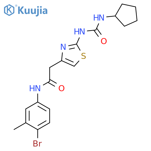 N-(4-bromo-3-methylphenyl)-2-{2-(cyclopentylcarbamoyl)amino-1,3-thiazol-4-yl}acetamide structure