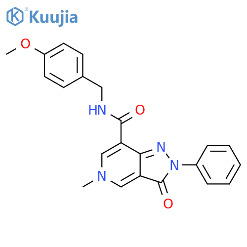 N-(4-methoxyphenyl)methyl-5-methyl-3-oxo-2-phenyl-2H,3H,5H-pyrazolo4,3-cpyridine-7-carboxamide structure