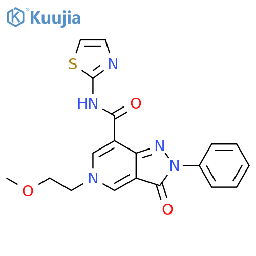 5-(2-methoxyethyl)-3-oxo-2-phenyl-N-(1,3-thiazol-2-yl)-2H,3H,5H-pyrazolo4,3-cpyridine-7-carboxamide structure