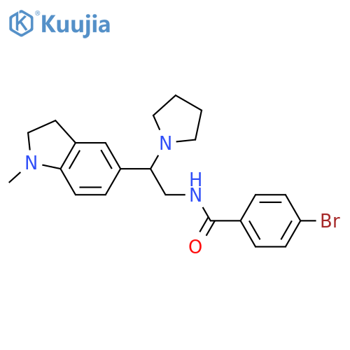 4-bromo-N-2-(1-methyl-2,3-dihydro-1H-indol-5-yl)-2-(pyrrolidin-1-yl)ethylbenzamide structure