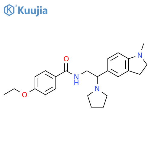 4-ethoxy-N-2-(1-methyl-2,3-dihydro-1H-indol-5-yl)-2-(pyrrolidin-1-yl)ethylbenzamide structure