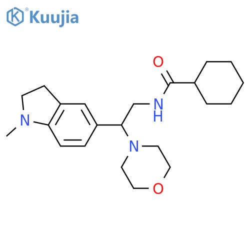 N-2-(1-methyl-2,3-dihydro-1H-indol-5-yl)-2-(morpholin-4-yl)ethylcyclohexanecarboxamide structure
