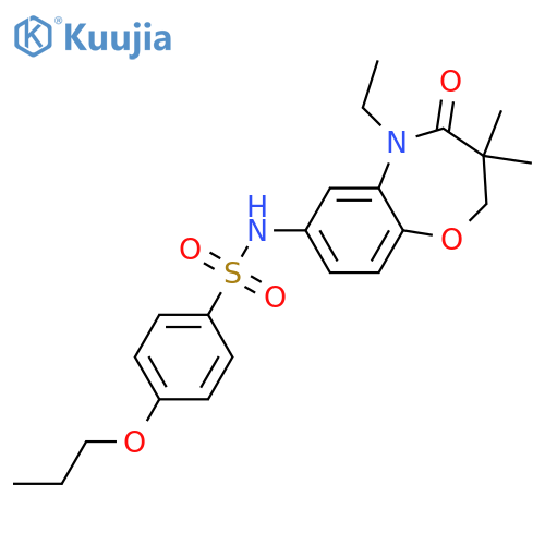N-(5-ethyl-3,3-dimethyl-4-oxo-2,3,4,5-tetrahydro-1,5-benzoxazepin-7-yl)-4-propoxybenzene-1-sulfonamide structure