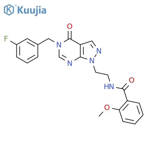 N-(2-{5-(3-fluorophenyl)methyl-4-oxo-1H,4H,5H-pyrazolo3,4-dpyrimidin-1-yl}ethyl)-2-methoxybenzamide structure