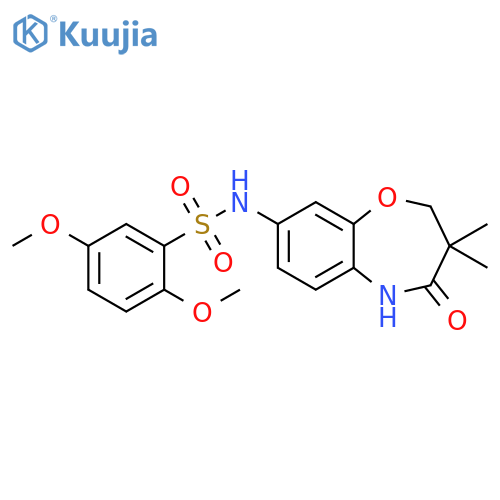 N-(3,3-dimethyl-4-oxo-2,3,4,5-tetrahydro-1,5-benzoxazepin-8-yl)-2,5-dimethoxybenzene-1-sulfonamide structure