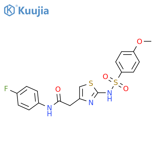 N-(4-fluorophenyl)-2-2-(4-methoxybenzenesulfonamido)-1,3-thiazol-4-ylacetamide structure