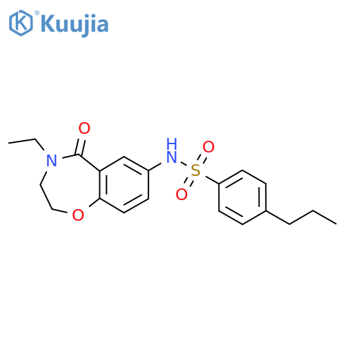 N-(4-ethyl-5-oxo-2,3,4,5-tetrahydro-1,4-benzoxazepin-7-yl)-4-propylbenzene-1-sulfonamide structure