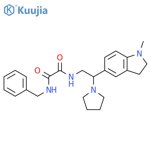 N'-benzyl-N-2-(1-methyl-2,3-dihydro-1H-indol-5-yl)-2-(pyrrolidin-1-yl)ethylethanediamide structure