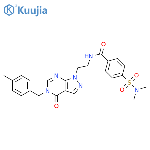 4-(dimethylsulfamoyl)-N-(2-{5-(4-methylphenyl)methyl-4-oxo-1H,4H,5H-pyrazolo3,4-dpyrimidin-1-yl}ethyl)benzamide structure
