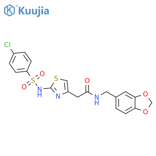 N-(2H-1,3-benzodioxol-5-yl)methyl-2-2-(4-chlorobenzenesulfonamido)-1,3-thiazol-4-ylacetamide structure