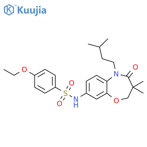 N-3,3-dimethyl-5-(3-methylbutyl)-4-oxo-2,3,4,5-tetrahydro-1,5-benzoxazepin-8-yl-4-ethoxybenzene-1-sulfonamide structure