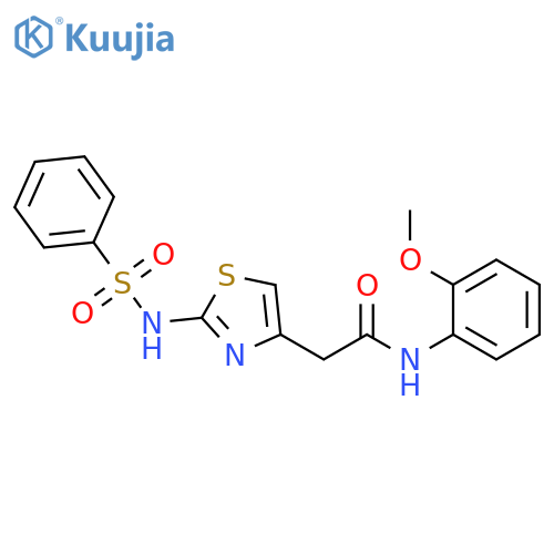 2-(2-benzenesulfonamido-1,3-thiazol-4-yl)-N-(2-methoxyphenyl)acetamide structure