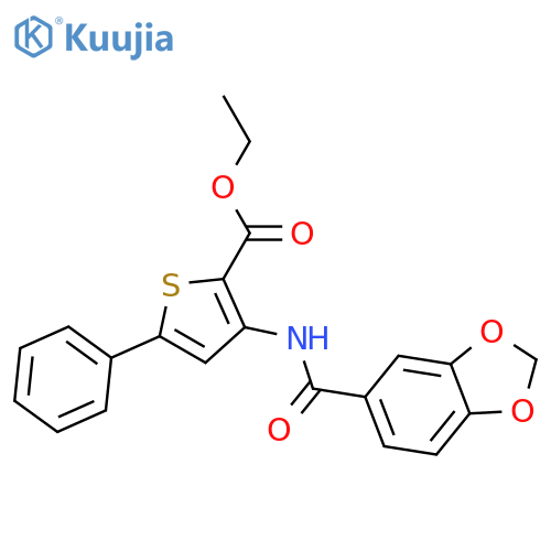 ethyl 3-(2H-1,3-benzodioxole-5-amido)-5-phenylthiophene-2-carboxylate structure