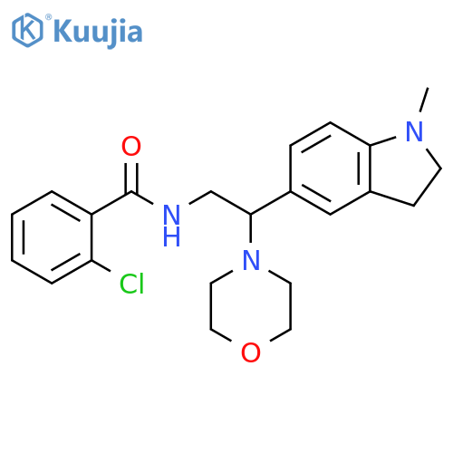 2-chloro-N-2-(1-methyl-2,3-dihydro-1H-indol-5-yl)-2-(morpholin-4-yl)ethylbenzamide structure