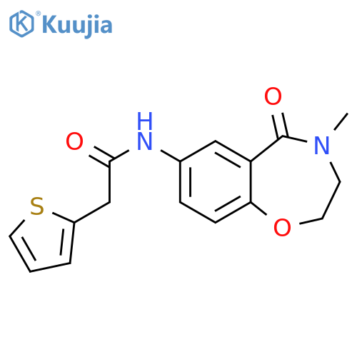 N-(4-methyl-5-oxo-2,3,4,5-tetrahydro-1,4-benzoxazepin-7-yl)-2-(thiophen-2-yl)acetamide structure