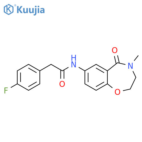 2-(4-fluorophenyl)-N-(4-methyl-5-oxo-2,3,4,5-tetrahydro-1,4-benzoxazepin-7-yl)acetamide structure