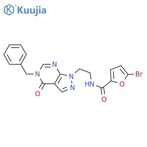 N-(2-{5-benzyl-4-oxo-1H,4H,5H-pyrazolo3,4-dpyrimidin-1-yl}ethyl)-5-bromofuran-2-carboxamide structure
