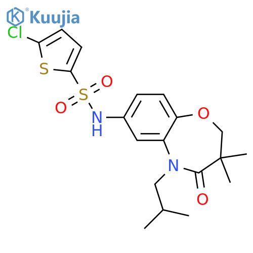5-chloro-N-3,3-dimethyl-5-(2-methylpropyl)-4-oxo-2,3,4,5-tetrahydro-1,5-benzoxazepin-7-ylthiophene-2-sulfonamide structure