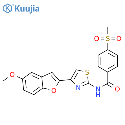 4-methanesulfonyl-N-4-(5-methoxy-1-benzofuran-2-yl)-1,3-thiazol-2-ylbenzamide structure