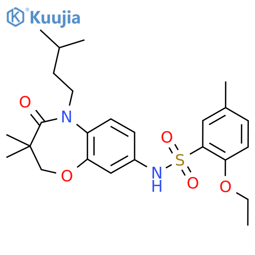 N-3,3-dimethyl-5-(3-methylbutyl)-4-oxo-2,3,4,5-tetrahydro-1,5-benzoxazepin-8-yl-2-ethoxy-5-methylbenzene-1-sulfonamide structure