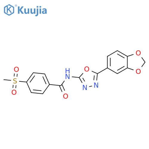 N-5-(2H-1,3-benzodioxol-5-yl)-1,3,4-oxadiazol-2-yl-4-methanesulfonylbenzamide structure