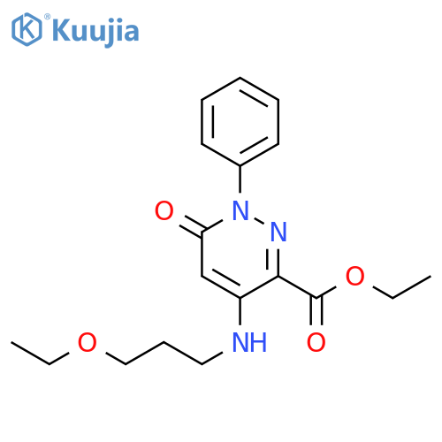 ethyl 4-(3-ethoxypropyl)amino-6-oxo-1-phenyl-1,6-dihydropyridazine-3-carboxylate structure