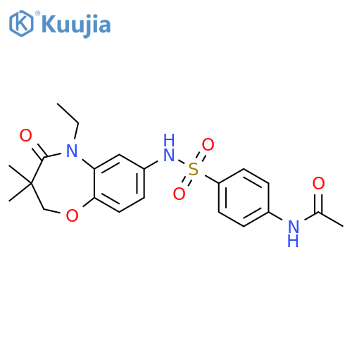 N-{4-(5-ethyl-3,3-dimethyl-4-oxo-2,3,4,5-tetrahydro-1,5-benzoxazepin-7-yl)sulfamoylphenyl}acetamide structure