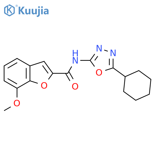 N-(5-cyclohexyl-1,3,4-oxadiazol-2-yl)-7-methoxy-1-benzofuran-2-carboxamide structure