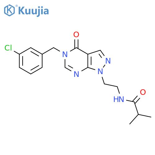 N-(2-{5-(3-chlorophenyl)methyl-4-oxo-1H,4H,5H-pyrazolo3,4-dpyrimidin-1-yl}ethyl)-2-methylpropanamide structure