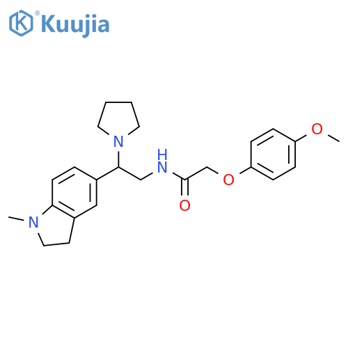 2-(4-methoxyphenoxy)-N-2-(1-methyl-2,3-dihydro-1H-indol-5-yl)-2-(pyrrolidin-1-yl)ethylacetamide structure