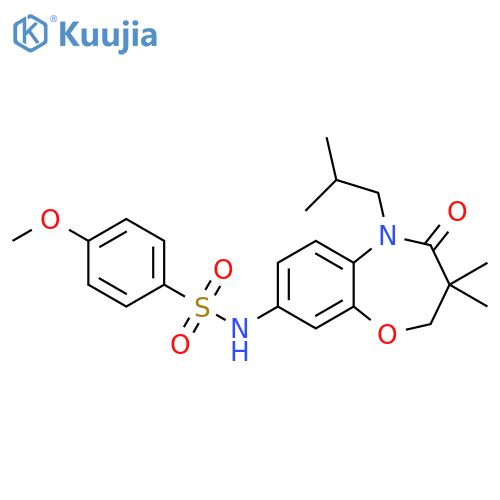 N-3,3-dimethyl-5-(2-methylpropyl)-4-oxo-2,3,4,5-tetrahydro-1,5-benzoxazepin-8-yl-4-methoxybenzene-1-sulfonamide structure