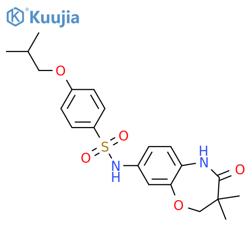 N-(3,3-dimethyl-4-oxo-2,3,4,5-tetrahydro-1,5-benzoxazepin-8-yl)-4-(2-methylpropoxy)benzene-1-sulfonamide structure