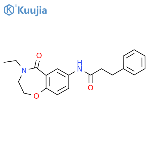 N-(4-ethyl-5-oxo-2,3,4,5-tetrahydro-1,4-benzoxazepin-7-yl)-3-phenylpropanamide structure