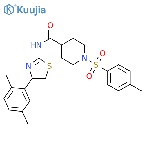 N-4-(2,5-dimethylphenyl)-1,3-thiazol-2-yl-1-(4-methylbenzenesulfonyl)piperidine-4-carboxamide structure
